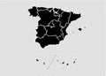 Spain Provinces map - High detailed Black map with counties/regions/states of Spain Provinces. Spain Provinces map isolated on