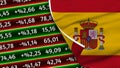 Spain Realistic Flag, Stock Finance Market Numbers, Fabric Texture 3D Illustration