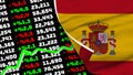 Spain Realistic Flag, Stock Finance Market Rising, Fabric Texture 3D Illustration