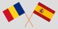 Spain and Romania. The Spanish and Romanian flags. Official proportion. Correct colors. Vector Royalty Free Stock Photo