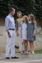 Spain Royal family posing at Marivent palace during their summer holidays