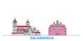 Spain, Salamanca line cityscape, flat vector. Travel city landmark, oultine illustration, line world icons