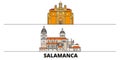 Spain, Salamanca flat landmarks vector illustration. Spain, Salamanca line city with famous travel sights, skyline