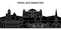 Spain, San Sebastian architecture vector city skyline, travel cityscape with landmarks, buildings, isolated sights on