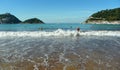 Spain, San Sebastian, Beach of La Concha, view of the waters of the Bay of Biscay