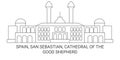 Spain, San Sebastian, Cathedral Of The Good Shepherd travel landmark vector illustration Royalty Free Stock Photo