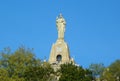 Spain, San Sebastian, 9 Ijentea Kalea, view of the statue of the Sacred Heart of Jesus on Mount Urgull Royalty Free Stock Photo