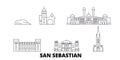 Spain, San Sebastian line travel skyline set. Spain, San Sebastian outline city vector illustration, symbol, travel