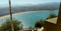 Spain, San Sebastian, Mount Urgull, Mota Castle, view of the beach of La Concha and city