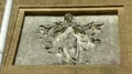 Spain, San Sebastian, Mount Urgull, statue of the Sacred Heart of Jesus, bas-relief on the pedestal of the statue