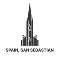 Spain, San Sebastian travel landmark vector illustration