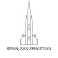 Spain, San Sebastian travel landmark vector illustration