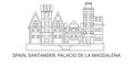 Spain, Santander, Palacio De La Magdalena, travel landmark vector illustration