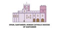Spain, Santander, Roman Catholic Diocese Of Santander travel landmark vector illustration