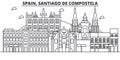 Spain, Santiago De Compostela architecture line skyline illustration. Linear vector cityscape with famous landmarks