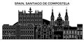 Spain, Santiago De Compostela architecture vector city skyline, travel cityscape with landmarks, buildings, isolated