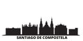 Spain, Santiago De Compostela city skyline isolated vector illustration. Spain, Santiago De Compostela travel black