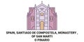 Spain, Santiago De Compostela, Monastery Of San Martio Pinario travel landmark vector illustration Royalty Free Stock Photo