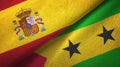 Spain and Sao Tome and Principe two flags textile cloth, fabric texture