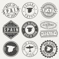 Spain Set of Stamps. Travel Stamp. Made In Product. Design Seals Old Style Insignia. Royalty Free Stock Photo