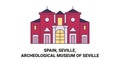 Spain, Seville, Archeological Museum Of Seville, travel landmark vector illustration Royalty Free Stock Photo