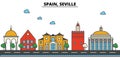 Spain, Seville. City skyline architecture . Editable