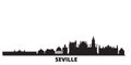 Spain, Seville city skyline isolated vector illustration. Spain, Seville travel black cityscape Royalty Free Stock Photo