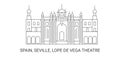 Spain, Seville, Lope De Vega Theatre, travel landmark vector illustration Royalty Free Stock Photo