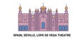 Spain, Seville, Lope De Vega Theatre, travel landmark vector illustration Royalty Free Stock Photo