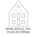 Spain, Seville, Plaza De Espana travel landmark vector illustration