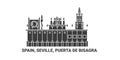 Spain, Seville, Puerta De Bisagra, travel landmark vector illustration