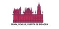 Spain, Seville, Puerta De Bisagra, travel landmark vector illustration