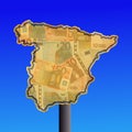 Spain sign with cash Royalty Free Stock Photo