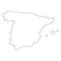 Spain - solid black outline border map of country area. Simple flat vector illustration Royalty Free Stock Photo