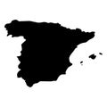 Spain - solid black silhouette map of country area. Simple flat vector illustration Royalty Free Stock Photo