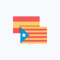 Spain & Catalonia Independence Flags Icon Vector