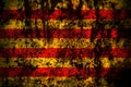 Spain, Spanish, Catalonia, Senyera flag on grunge metal background texture with scratches and cracks Royalty Free Stock Photo