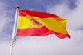 Spain spanish flag float over sky in mat with wind