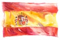 Spain, Spanish flag. Hand drawn watercolor illustration