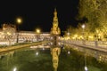 Spain Square Plaza de Espana at night, Seville, Spain, built on 1928, it is one example of the Regionalism Architecture mixing Royalty Free Stock Photo
