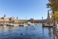 Spain Square Plaza de Espana, Seville, Spain, built on 1928, it is one example of the Regionalism Architecture mixing Royalty Free Stock Photo