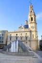 The Spain Square, Santa Maria church and fountain designed by Santiago Calatrava architect in Alcoy Royalty Free Stock Photo