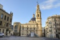 The Spain Square, Santa Maria church and fountain designed by Santiago Calatrava architect in Alcoy