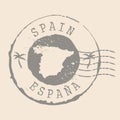 Spain Stamp Postal. Map Silhouette rubber Seal. Design Retro Travel. Seal of Map Spain grunge for your web site design, app, UI.