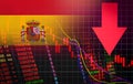 Spain Stock Exchange market crisis red market price down chart fall Business and finance money crisis red negative drop in sales Royalty Free Stock Photo