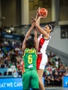 Aja Wilson in action during basketball match USA vs SENEGAL