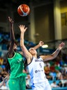 Australia and Argentina basketball players in action