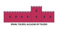 Spain, Toledo, Alcazar Of Toledo travel landmark vector illustration