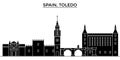 Spain, Toledo architecture vector city skyline, travel cityscape with landmarks, buildings, isolated sights on