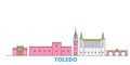 Spain, Toledo line cityscape, flat vector. Travel city landmark, oultine illustration, line world icons